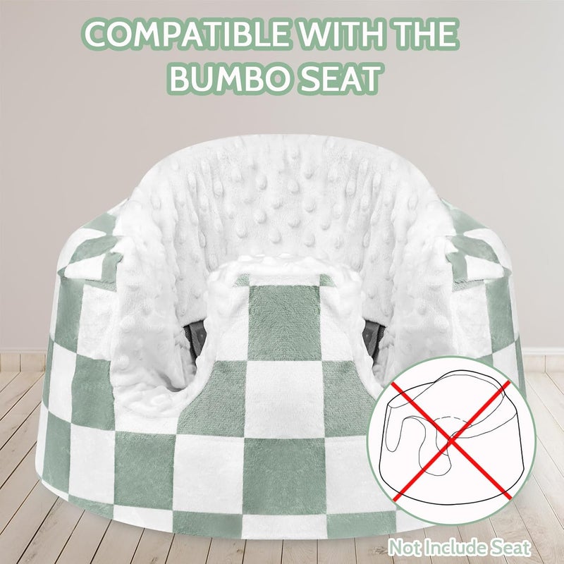 DILIMI Minky Seat Cover Compatible with Bumbo Seat, Removable Ultra Soft Comfortable Warm Seat Slipcover for Baby Girl and Boy, Green Checkered - Image 4